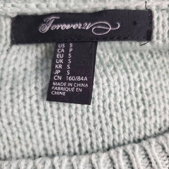 Forever 21 Mint Green Knit Pullover Sweater Women’s Small Long Sleeve - Picture 5 of 7